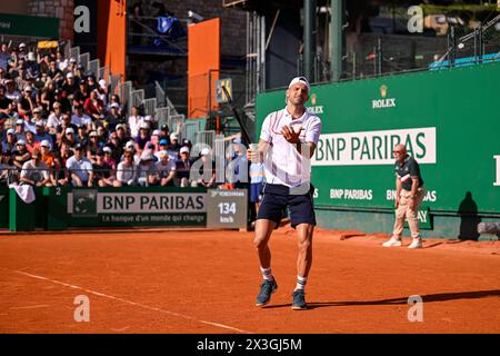 Parigi, Francia. 11 aprile 2024. Grigor Dimitrov durante il Rolex Monte-Carlo ATP Masters 1000 tennis l'11 aprile 2024 al Monte Carlo Country Club di Roquebrune Cap Martin, in Francia vicino a Monaco. Crediti: Victor Joly/Alamy Live News Foto Stock