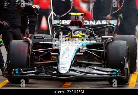 Circuito di Suzuka, 5 aprile 2024: Lewis Hamilton (GBR) della Mercedes durante il Gran Premio di Formula 1 del Giappone 2024. Foto Stock