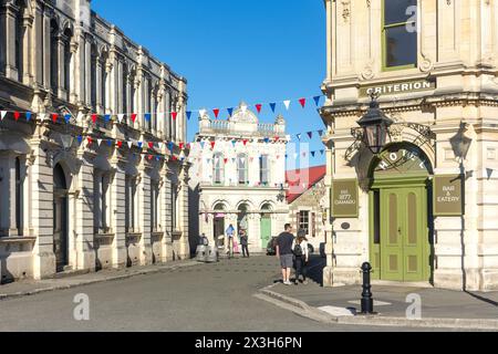 Historic Criterion Hotel (1877) nel distretto vittoriano di Oamaru, Harbour Street, Oamaru (te OHA-a-Maru), Otago Region, South Island, nuova Zelanda Foto Stock