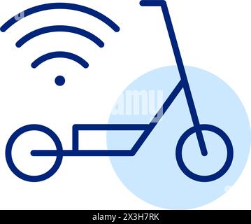 Connettività wireless per scooter. Mobilità urbana intelligente e sostenibile. Pixel Perfect, icona traccia modificabile Illustrazione Vettoriale