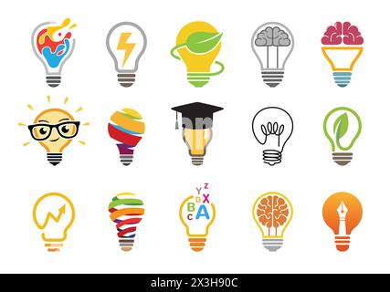 Creative Bulbs Ideas Collection Logo icona vettoriale illustrazione del design del simbolo Illustrazione Vettoriale