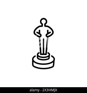 Icona vettoriale della statua Oscar. Insegna di stile lineare per il concept mobile e il web design. illustrazione simbolo del trofeo hollywood. Illustrazione Vettoriale