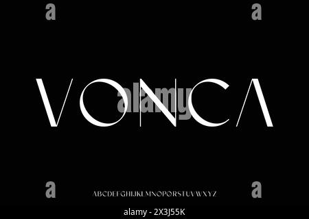 Elegante display alfabetico minimalista con caratteri vettoriali. Carattere elegante e femminile. Illustrazione Vettoriale