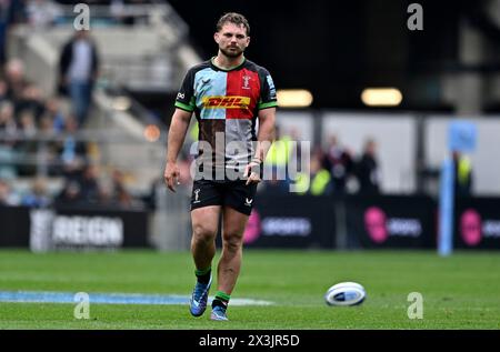 Twickenham. Regno Unito. 27 aprile 2024. Premiership Rugby. Harlequins V Northampton Saints. Stadio di Twickenham. Twickenham. Will Evans (Harlequins) durante la partita di rugby Harlequins V Northampton Saints Gallagher Premiership. Il grande calcio d'inizio estivo. Foto Stock