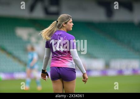 NORTHAMPTON, INGHILTERRA - Sab 27-aprile -2024: Ellen Scantlebury dei Loughborough Lightning durante l'Allianz Premiership Women's Rugby match tra Loughborough Lightning e sale Sharks ai Franklin's Gardens il 27-aprile -2024: A Northampton, Inghilterra . Crediti: PATRICK ANTHONISZ/Alamy Live News Foto Stock