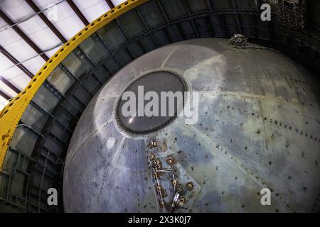primo piano del serbatoio del carburante saturn v secondo stadio, centro spaziale johnson, houston, texas Foto Stock