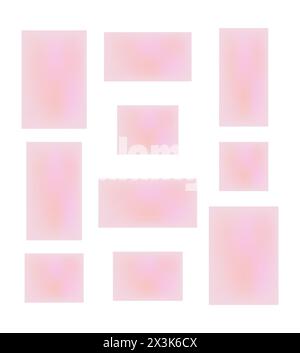 Una serie di modelli di sfumatura per i social media. Sfondi rosa girly pastello. Raccolta di sfondi sfocati astratti. Illustrazione Vettoriale