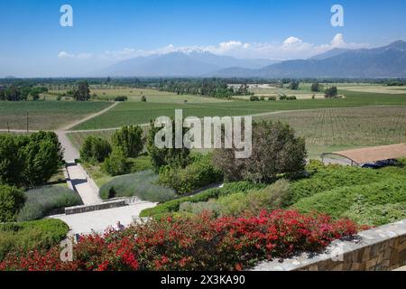 Santiago, Cile - 25 novembre 2023: Vigna e cantina Haras de Pirque, vicino a Santiago, Cile Foto Stock