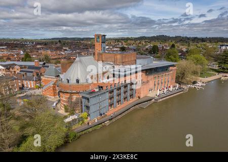 Vista aerea dei teatri Royal Shakespeare e Swan, Stratford Upon Avon, Regno Unito. Foto Stock