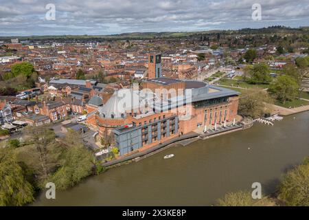 Vista aerea dei teatri Royal Shakespeare e Swan, Stratford Upon Avon, Regno Unito. Foto Stock