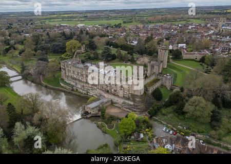 Vista aerea del castello di Warwick, Warwick, Regno Unito. Foto Stock