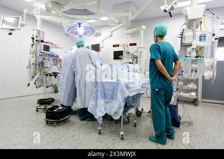 Chirurgo, Chirurgia, sala operatoria, Onkologikoa Hospital, Oncology Institute, case Center per la prevenzione, la diagnosi e il trattamento del cancro, Donostia, S. Foto Stock