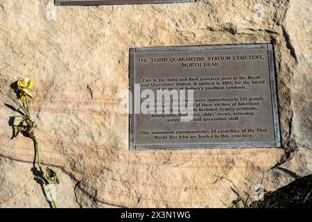 Terzo cimitero di quarantena, a North Head Manly, aperto nel 1881 per la sepoltura di persone morte a causa di malattie infettive tra cui il vaiolo Foto Stock