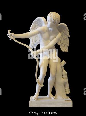 Eros stringe l'arco. Copia romana dopo un originale in bronzo greco di Lisippo del IV secolo a.C.. Foto Stock