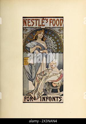 Pubblicità vintage 1900. Nestle's Food for Infants di Mucha. Foto Stock