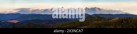 Alti tatra o Vysoke Tatry, vista panoramica, montagne dei Carpazi, Slovacchia Foto Stock