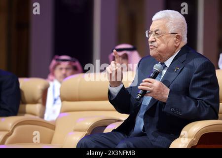 Il presidente palestinese Mahmoud Abbas Abu Mazen durante la sua partecipazione al Forum economico mondiale a Riyad, Regno dell'Arabia Saudita, il 28 aprile 2024. Foto di Thaer Ganaim apaimages Riyadh Riyadh Arabia Saudita 280424 Riyadh PPO 002 Copyright: XapaimagesxThaerxGanaimxxapaimagesx Foto Stock