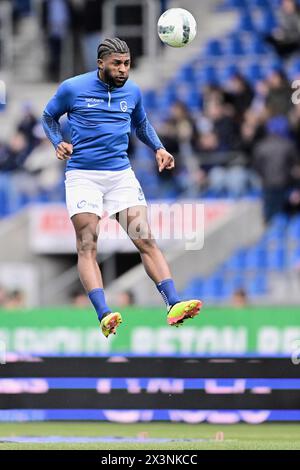 Genk, Belgio. 28 aprile 2024. Alexander McKenzie di Genk nella foto prima di una partita di calcio tra il KRC Genk e il Club Brugge, domenica 28 aprile 2024 a Genk, il giorno 6 (su 10) dei play-off dei campioni della prima divisione del campionato belga 'Jupiler Pro League' 2023-2024. BELGA FOTO JOHAN EYCKENS credito: Belga News Agency/Alamy Live News Foto Stock