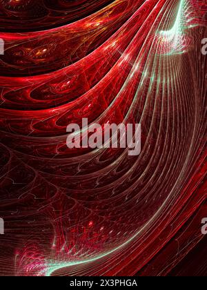 Fusione frattale: Foglie, onde e forme sinuose di piante accattivanti in una visualizzazione di design decorativo per progetti pubblicitari o creativi Foto Stock