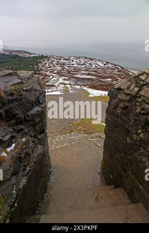 Vai a Moel Fammau, Mold, Galles Foto Stock