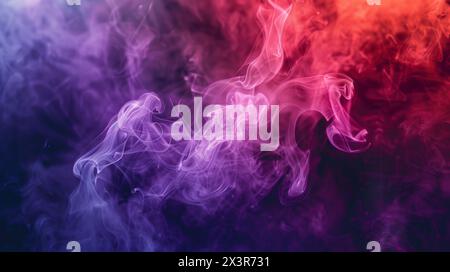 Il fumo viola e rosso che si libra graziosamente su uno sfondo, creando un'immagine visivamente accattivante. Foto Stock
