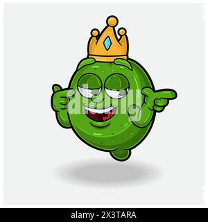 Cartoon personaggio di lime Mascot con espressione Smug. Illustrazioni vettoriali Illustrazione Vettoriale
