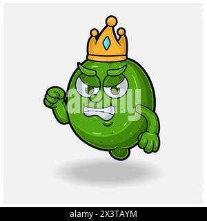 Cartoon, personaggio di lime Mascot con un'espressione arrabbiata. Illustrazioni vettoriali Illustrazione Vettoriale