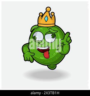 Cartoon del personaggio di lime Mascot con un'espressione pazza. Illustrazioni vettoriali Illustrazione Vettoriale