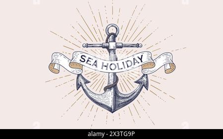 Ancora, schizzo disegnato a mano, grafica Illustrazione Vettoriale