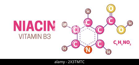 Illustrazione della molecola di niacina della vitamina B3 Illustrazione Vettoriale