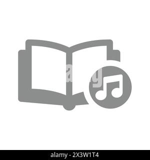 Audiolibro con icona vettoriale note musicali. Simbolo dell'audiobook. Illustrazione Vettoriale