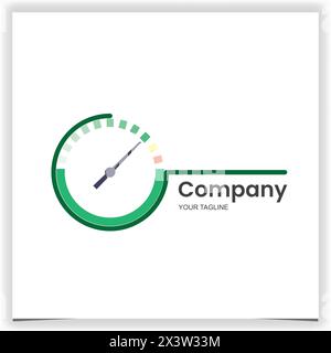 Modello di design del logo del tachimetro vettoriale verde Illustrazione Vettoriale