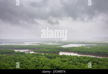 Wyalusing State Park, affacciato sulla confluenza dei fiumi Wisconsin e Mississippi, Stati Uniti Foto Stock