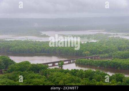 Wyalusing State Park, affacciato sulla confluenza dei fiumi Wisconsin e Mississippi, Stati Uniti Foto Stock