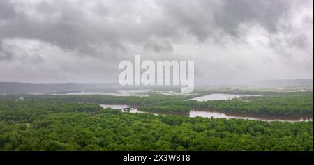 Wyalusing State Park, affacciato sulla confluenza dei fiumi Wisconsin e Mississippi, Stati Uniti Foto Stock