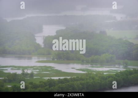 Wyalusing State Park, affacciato sulla confluenza dei fiumi Wisconsin e Mississippi, Stati Uniti Foto Stock