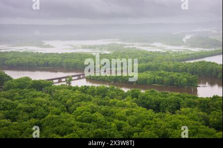 Wyalusing State Park, affacciato sulla confluenza dei fiumi Wisconsin e Mississippi, Stati Uniti Foto Stock