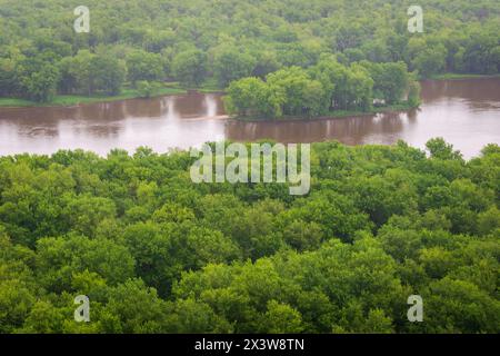 Wyalusing State Park, affacciato sulla confluenza dei fiumi Wisconsin e Mississippi, Stati Uniti Foto Stock