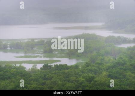 Wyalusing State Park, affacciato sulla confluenza dei fiumi Wisconsin e Mississippi, Stati Uniti Foto Stock