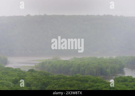 Wyalusing State Park, affacciato sulla confluenza dei fiumi Wisconsin e Mississippi, Stati Uniti Foto Stock