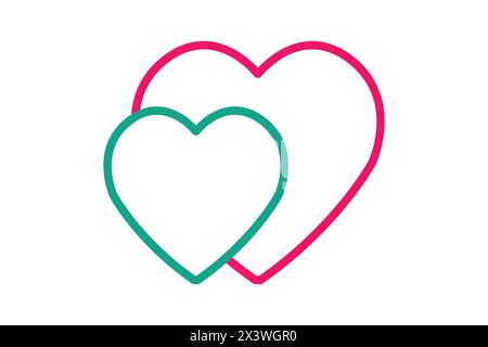 icona cuore. due cuori. stile icona linea. illustrazione elemento nozze Illustrazione Vettoriale