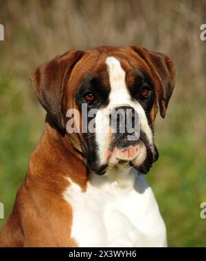 Ritratto di cane di razza boxer di prato. Foto Stock