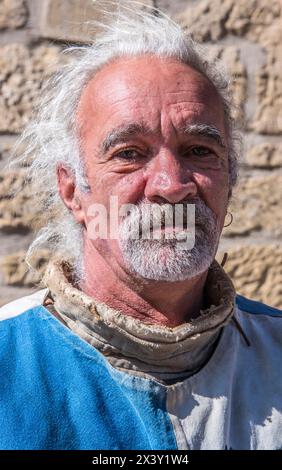 Spagna, Rioja, villaggio medievale di Briones (classificato tra i più bei villaggi della Spagna), feste medievali, ritratto partecipante Foto Stock