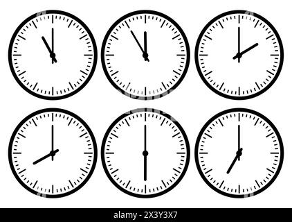 Imposta la sveglia con timer in diversi colori nello stile delle icone infographics Illustrazione Vettoriale