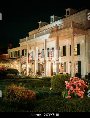 Beekman Arms & DeLamater Inn di notte a Rhinebeck, New York Foto Stock