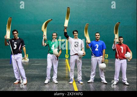 Jai Alai, Zesta-Punta (Basket Tip), Fronton Atano, Donostia, San Sebastian, Gipuzkoa, Paesi Baschi, Spagna, Europa Foto Stock
