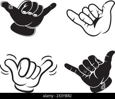 Logo Shaka Hands Icon, illustrazione del design vettoriale Illustrazione Vettoriale