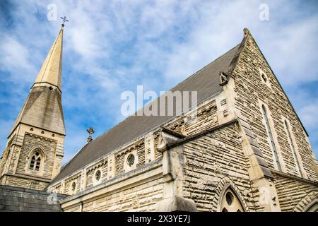 Chiesa anglicana di san luca nel quartiere storico vittoriano di Oamaru, nuova zelanda. Ognuno degli edifici, costruiti durante il periodo vittoriano, ha il proprio Foto Stock