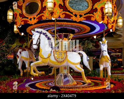 Installazione floreale di Preston Bailey nel Wynn Atrium. Wynn Las Vegas, Nevada, Stati Uniti Foto Stock