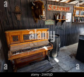 Interno del salone, Museo della società storica del cloruro. Cloruro, Arizona, USA Foto Stock